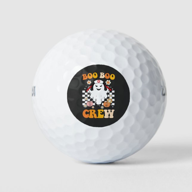 Groovy Halloween Boo Boo Crew Nurse Ghost Golf Balls (Front)