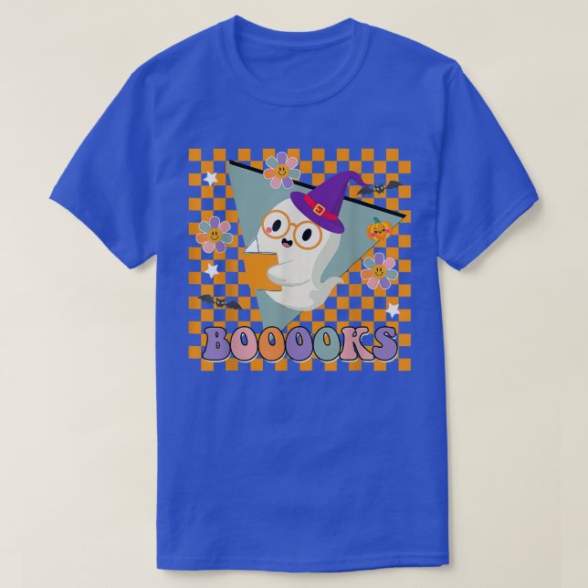 Groovy Halloween Booooks Retro Cute Spooky Ghost T T-Shirt (Design Front)
