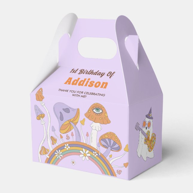 Groovy Halloween Cute Ghost Birthday Party Favor Box (Front Side)