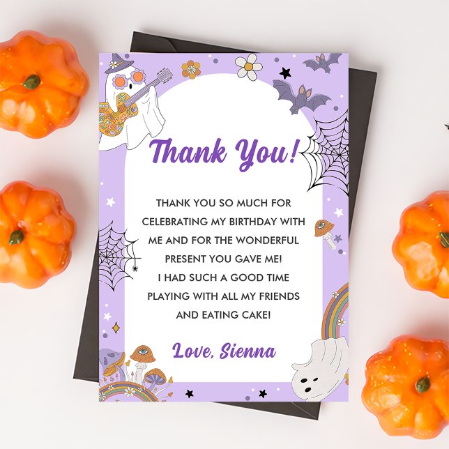 Groovy Halloween Cute Ghost Thank You Card (Creator Uploaded)
