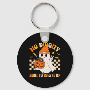 Groovy Halloween Ghost Boo No Diggity Bout to Bag Keychain