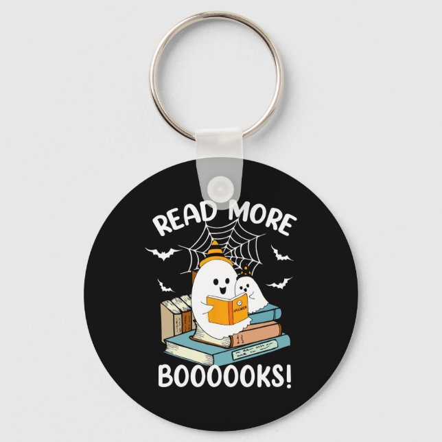 Groovy Halloween Ghost Read More Boooooks Libraria Keychain (Front)