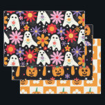 Groovy Halloween Ghosts Pumpkins and Flowers  Wrapping Paper Sheet<br><div class="desc">This is coodrinating groovy halloween Wrapping paper featuring cute ghosts,  pumpkins ,  mushrooms ,  retro flowers .</div>