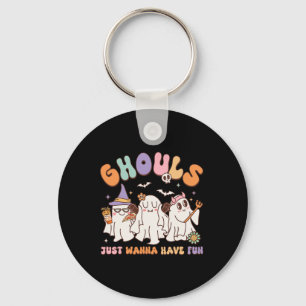 Groovy Halloween Ghouls Just Wanna Have Fun Dancin Keychain