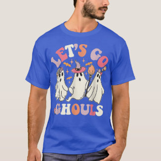 Groovy Halloween Let's Go Ghouls Retro Floral Ghos T-Shirt