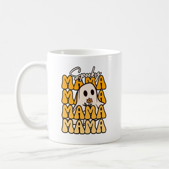 Groovy Halloween Mama ghost flower funny halloween Coffee Mug (Left)