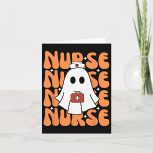 Groovy Halloween Nurse Ghost Funny Nursing Costume Card