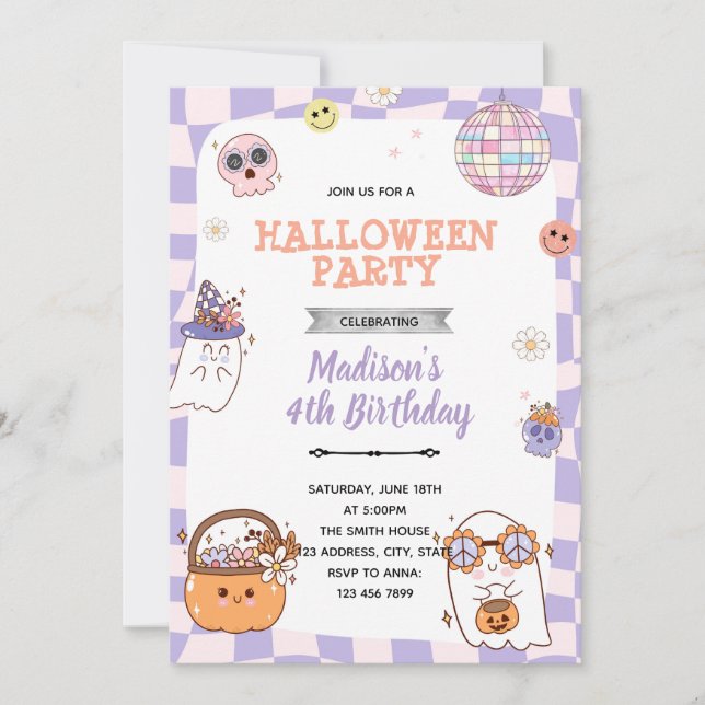 Groovy halloween party invitation (Front)