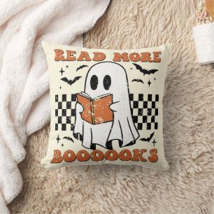 Groovy Halloween Read More Books Cute Boo read Throw Pillow