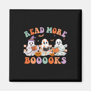 Groovy Halloween Read More Books Floral Ghost Boo  Magnet