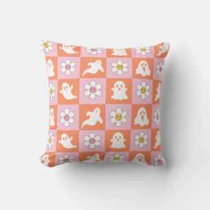 Groovy Halloween Retro Spooky Design Throw Pillow