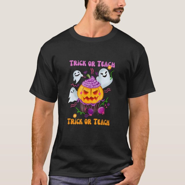 Groovy Halloween Trick or Teach Boo Ghost Pre-K Te T-Shirt (Front)