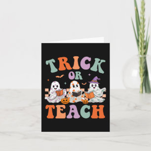 Groovy Halloween Trick Or Teach Floral Ghost Teach Card