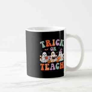 Groovy Halloween Trick Or Teach Floral Ghost Teach Coffee Mug