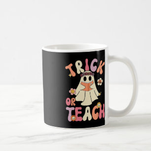 Groovy Halloween Trick or Teach Retro Floral Ghost Coffee Mug