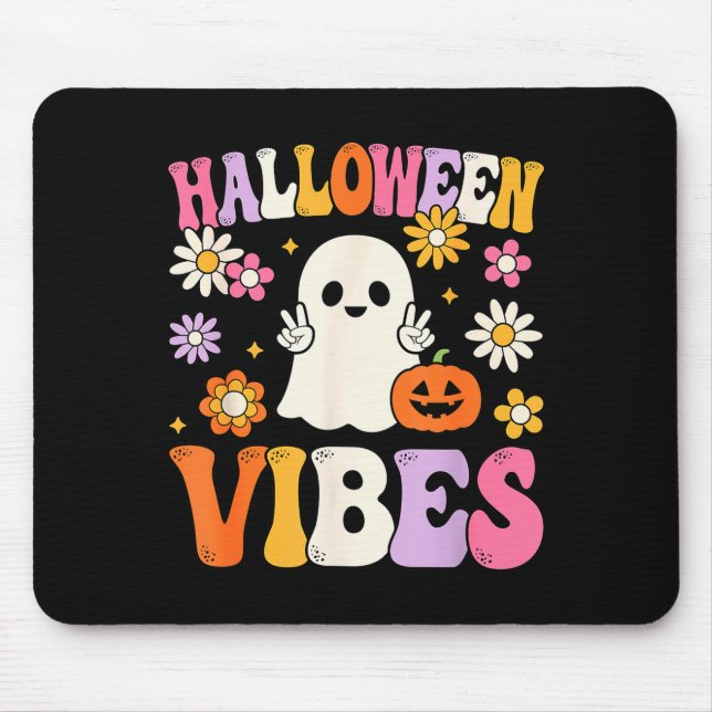 Groovy Halloween Vibes Costume Ghost Pumpkin  Mouse Pad (Front)