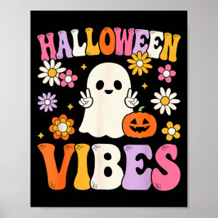 Groovy Halloween Vibes Costume Ghost Pumpkin  Poster
