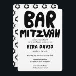 Groovy Handlettering Custom BAR Mitzvah Bold Stars Invitation<br><div class="desc">Perfect card to announce a bar mitzvah! Hand made art for you with handlettering on the front and a pattern on the back side! FULLY CUSTOMIZABLE! Click on “Personalize” above to edit the text. Click "edit using design tool" to adjust the fonts, colours and placements and to delete the back...</div>