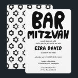 Groovy Handlettering Custom BAR Mitzvah Bold Stars Invitation<br><div class="desc">Perfect card to announce a bar mitzvah! Hand made art for you with handlettering on the front and a pattern on the back side! FULLY CUSTOMIZABLE! Click on “Personalize” above to edit the text. Click "edit using design tool" to adjust the fonts, colours and placements and to delete the back...</div>
