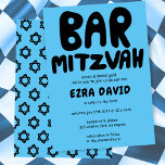 Groovy Handlettering Custom BAR Mitzvah Bold Stars Invitation<br><div class="desc">Perfect card to announce a bar mitzvah! Hand made art for you with handlettering on the front and a pattern on the back side! FULLY CUSTOMIZABLE! Click on “Personalize” above to edit the text. Click "edit using design tool" to adjust the fonts, colours and placements and to delete the back...</div>