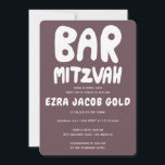 Groovy Handlettering Custom Bar Mitzvah Burgundy  Invitation<br><div class="desc">Perfect card to announce a bar mitzvah! Hand made art for you with handlettering on the front and back side! FULLY CUSTOMIZABLE! Click on “Personalize” above to edit the text. Click "edit using design tool" to adjust the fonts, colours and placements and to delete the back side design if you...</div>