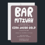 Groovy Handlettering Custom Bar Mitzvah Burgundy  Invitation<br><div class="desc">Perfect card to announce a bar mitzvah! Hand made art for you with handlettering on the front and back side! FULLY CUSTOMIZABLE! Click on “Personalize” above to edit the text. Click "edit using design tool" to adjust the fonts, colours and placements and to delete the back side design if you...</div>