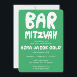 Groovy Handlettering Custom Bar Mitzvah Green  Invitation<br><div class="desc">Perfect card to announce a bar mitzvah! Hand made art for you with handlettering on the front and back side! FULLY CUSTOMIZABLE! Click on “Personalize” above to edit the text. Click "edit using design tool" to adjust the fonts, colours and placements and to delete the back side design if you...</div>