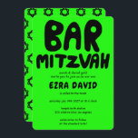 Groovy Handlettering Custom BAR Mitzvah Neon Stars Invitation<br><div class="desc">Perfect card to announce a bar mitzvah! Hand made art for you with handlettering on the front and a pattern on the back side! FULLY CUSTOMIZABLE! Click on “Personalize” above to edit the text. Click "edit using design tool" to adjust the fonts, colours and placements and to delete the back...</div>