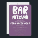 Groovy Handlettering Custom Bar Mitzvah Purple Invitation<br><div class="desc">Perfect card to announce a bar mitzvah! Hand made art for you with handlettering on the front and back side! FULLY CUSTOMIZABLE! Click on “Personalize” above to edit the text. Click "edit using design tool" to adjust the fonts, colours and placements and to delete the back side design if you...</div>