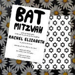 Groovy Handlettering Custom Bat Mitzvah Bold Stars Invitation<br><div class="desc">Perfect card to announce a bat mitzvah! Hand made art for you with handlettering on the front and a pattern on the back side! FULLY CUSTOMIZABLE! Click on “Personalize” above to edit the text. Click "edit using design tool" to adjust the fonts, colours and placements and to delete the back...</div>