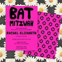 Groovy Handlettering Custom Bat Mitzvah Pink Stars
