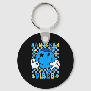 Groovy Hanukkah Vibes Chanukah Pajama Happy Hanukk Keychain