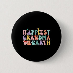 Groovy Happiest Grandma On Earth  2 Inch Round Button