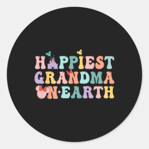 Groovy Happiest Grandma On Earth Classic Round Sticker
