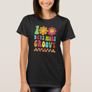 Groovy Happy 100 Days Of School Hippie Floral Teac T-Shirt