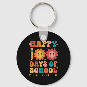 Groovy Happy 100 Days Of School Teacher 100th Day Keychain