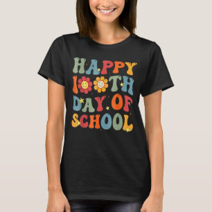Groovy Happy 100th Day Of School Cute Students Kid T-Shirt
