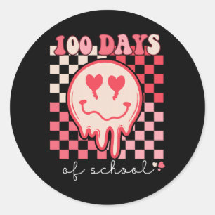 Groovy Happy 100th Day Student Cute Kids 100 Days Classic Round Sticker