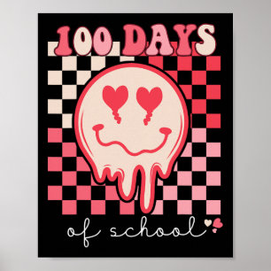 Groovy Happy 100th Day Student Cute Kids 100 Days Poster