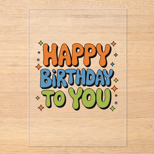 Groovy Happy Birthday Acrylic Invitations (Front)
