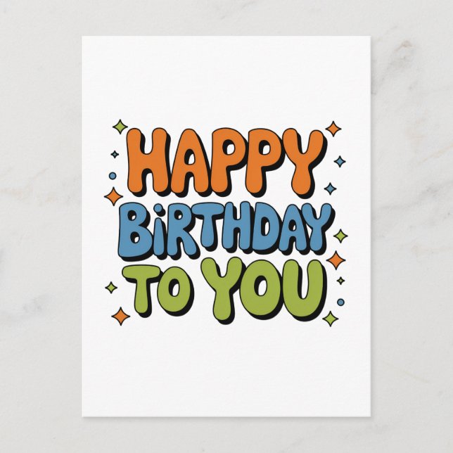 Groovy Happy Birthday Postcard (Front)