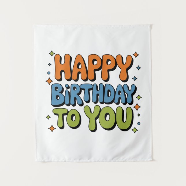 Groovy Happy Birthday Tapestry (Front)