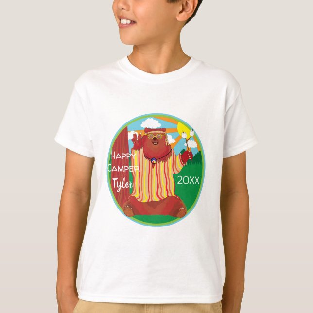 Groovy Happy Camper Bear  T-Shirt (Front)