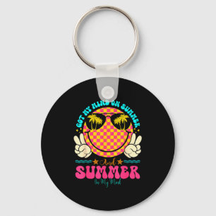 Groovy Happy Face Summer Vibes Got My Mind On Summ Keychain