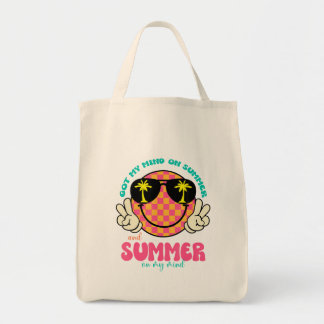 Groovy Happy Face Summer Vibes Got My Mind On Summ Tote Bag