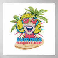 Groovy Happy Face Summer Vibes Poster for Teachers