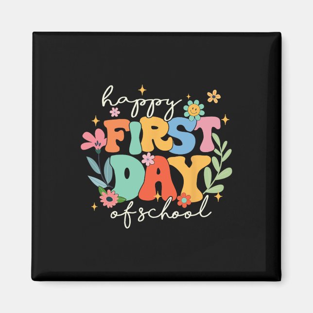 Groovy Happy First Day Of School Back To School Te Magnet (Front)