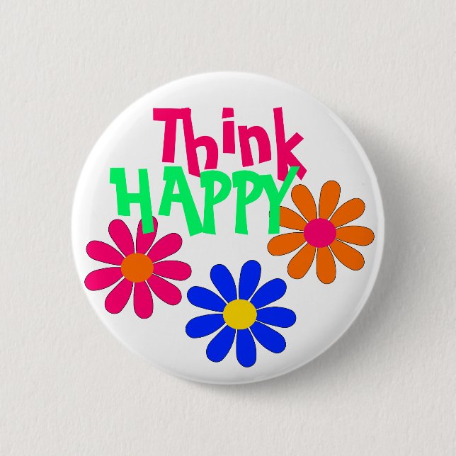 Groovy Happy Flowers 2 Inch Round Button (Front)