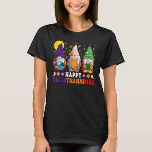 Groovy Happy Hallothanksmas Gnome Halloween Hippie T-Shirt