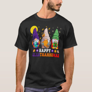 Groovy Happy Hallothanksmas Gnome Halloween Hippie T-Shirt